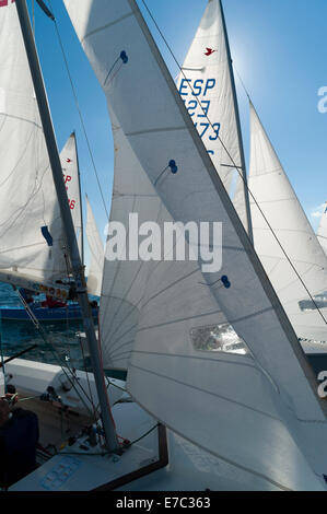 Segelboote, die Teilnahme an der Regatta, Ibiza, Balearen, Spanien, Mittelmeer, Europa Stockfoto