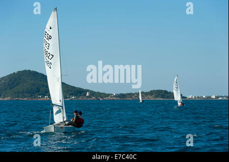 Segelboote, die Teilnahme an der Regatta, Ibiza, Balearen, Spanien, Mittelmeer, Europa Stockfoto