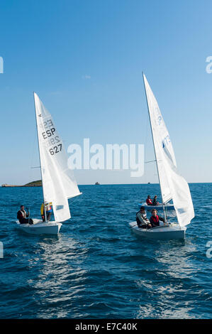 Segelboote, die Teilnahme an der Regatta, Ibiza, Balearen, Spanien, Mittelmeer, Europa Stockfoto