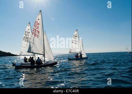 Segelboote, die Teilnahme an der Regatta, Ibiza, Balearen, Spanien, Mittelmeer, Europa Stockfoto