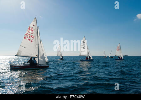 Segelboote, die Teilnahme an der Regatta, Ibiza, Balearen, Spanien, Mittelmeer, Europa Stockfoto