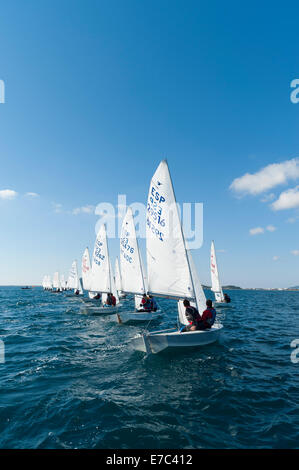 Segelboote, die Teilnahme an der Regatta, Ibiza, Balearen, Spanien, Mittelmeer, Europa Stockfoto