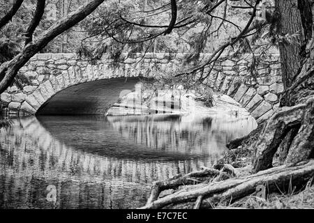 Eine Brücke über den Merced River im Yosemite Valley. Yosemite Nationalpark, Kalifornien Stockfoto