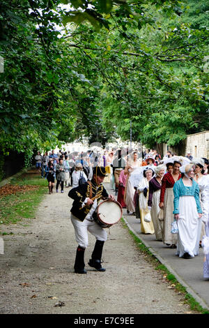 Jane Austen Grand Regency kostümiert Promenade am Bad 13. September 2014 Stockfoto