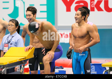 Yokohama internationale Schwimmbad, Kanagawa, Japan. 5. Sep, 2014. (L, R) Kosuke Hagino (Toyo Univ), Daiya Seto (Waseda Univ), 5. September 2014 - Schwimmen: Inter 4100 m-Freistilstaffel College schwimmen Meisterschaft Männer am internationalen Pool Yokohama, Kanagawa, Japan. © YUTAKA/AFLO SPORT/Alamy Live-Nachrichten Stockfoto