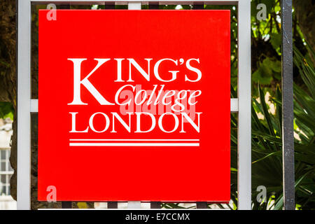 Kings College London Zeichen Stockfoto