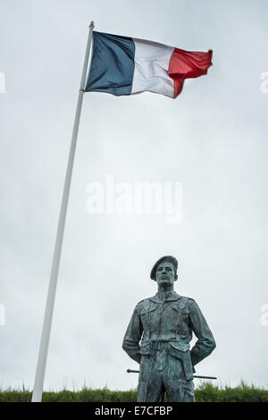 Statue von Brigadegeneral Lord Lovat, Ouistreham, Sword Beach, Website der Normandie Stockfoto