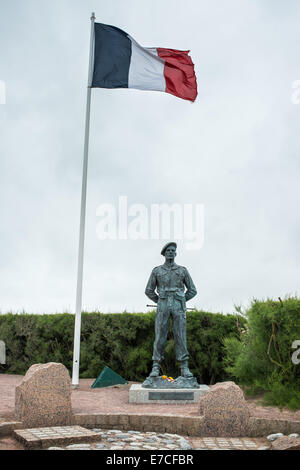 Statue von Brigadegeneral Lord Lovat, Ouistreham, Sword Beach, Website der Normandie Stockfoto