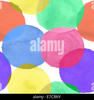 Aquarell bunte Kreise nahtlose Hintergrund-Kunst-Design-Pattern. Abbildung in Vektor gemacht. Stockfoto