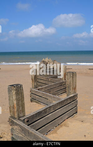 Buhne, Bacton Strand Norfolk UK Sep 2014 Stockfoto