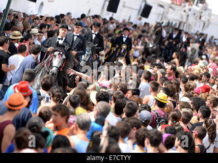 Typisches fest der Pferde in der Stadt von Ciutadella auf Menorca; fest von Sant Joan (St. John) am 24. Juni. Stockfoto