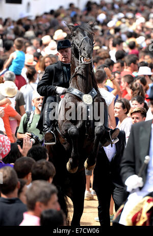 Typisches fest der Pferde in der Stadt von Ciutadella auf Menorca; fest von Sant Joan (St. John) am 24. Juni. Stockfoto