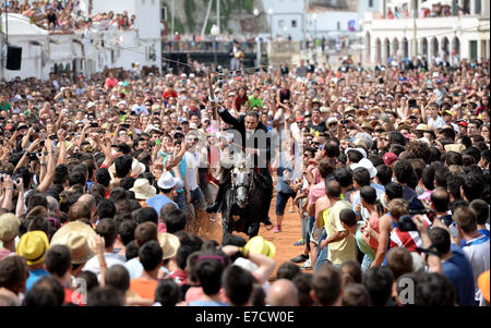 Typisches fest der Pferde in der Stadt von Ciutadella auf Menorca; fest von Sant Joan (St. John) am 24. Juni. Stockfoto