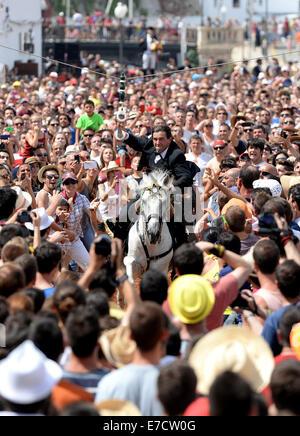 Typisches fest der Pferde in der Stadt von Ciutadella auf Menorca; fest von Sant Joan (St. John) am 24. Juni. Stockfoto