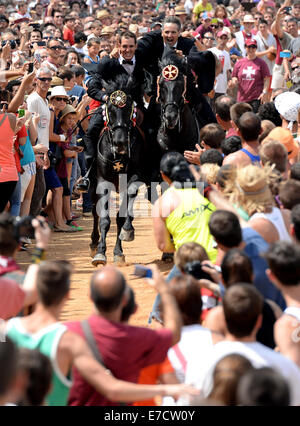 Typisches fest der Pferde in der Stadt von Ciutadella auf Menorca; fest von Sant Joan (St. John) am 24. Juni. Stockfoto