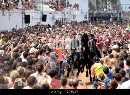 Typisches fest der Pferde in der Stadt von Ciutadella auf Menorca; fest von Sant Joan (St. John) am 24. Juni. Stockfoto