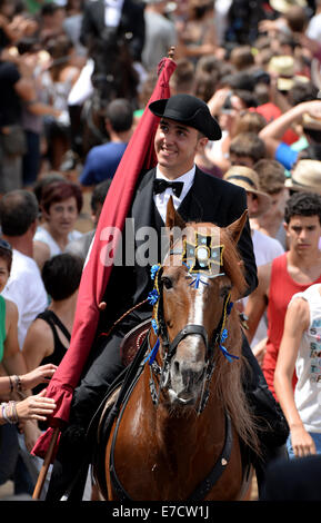 Typisches fest der Pferde in der Stadt von Ciutadella auf Menorca; fest von Sant Joan (St. John) am 24. Juni. Stockfoto