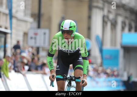 London, UK. 14. September 2014. 2014 Tour of Britain, Bühne 8a. Einzelzeitfahren. Bildnachweis: Neville Stile/Alamy Live-Nachrichten Stockfoto