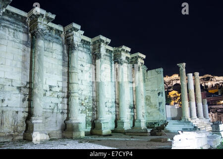 Umfassungsmauer des Hadrian-Bibliothek in der Akropolis in Athen, Griechenland. Stockfoto