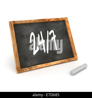 Eine bunte 3d gerendert Abbildung der Tafel zeigt 24/7 geöffnet Stockfoto