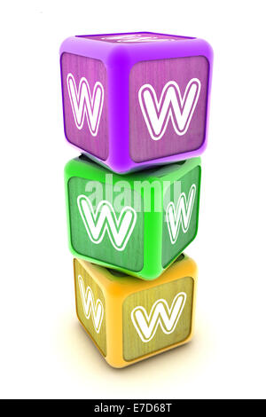 Eine bunte 3d gerendert Illustration Internet WWW Bausteine Stockfoto