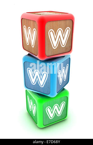 Eine bunte 3d gerendert Illustration Internet WWW Bausteine Stockfoto