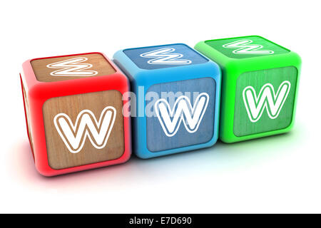 Eine bunte 3d gerendert Illustration Internet WWW Bausteine Stockfoto