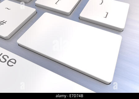 Eine bunte 3d gerenderte Darstellung, die eine leere weiße Tastatur-Konzept auf einer Computertastatur Stockfoto