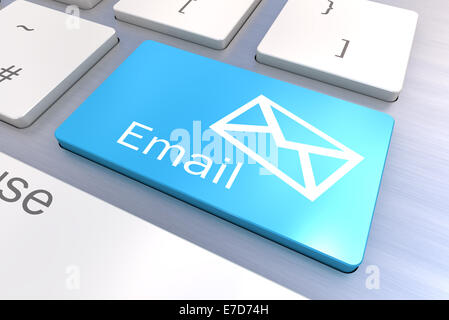 Eine bunte 3d gerenderte Darstellung, die eine E-Mail-Konzept-Tastatur Stockfoto