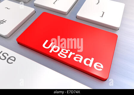 Eine bunte 3d gerenderte Darstellung, die eine Upgrade-Konzept-Tastatur Stockfoto