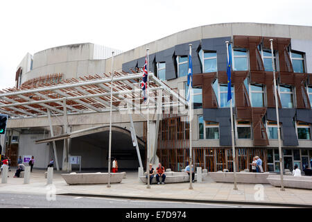 Schottisches Parlament Eingang für das Publikum, Pferd Wynd, Edinburgh Schottland Stockfoto