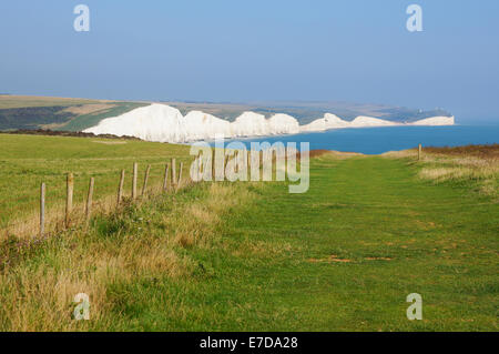 The Seven Sisters Kreidefelsen zwischen Seaford und Eastbourne, South Downs Way, South Downs National Park, East Sussex England Großbritannien Stockfoto