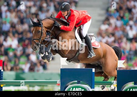 Caen, Frankreich. 06. Sep, 2014. FEI World Equestrian Games Steve Guerdat (SUI) auf Nino des Buissonnets © Action Plus Sport/Alamy Live News Stockfoto