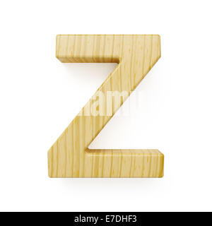 Holz-Alphabet Buchstaben - Z. isoliert auf weißem Hintergrund Stockfoto