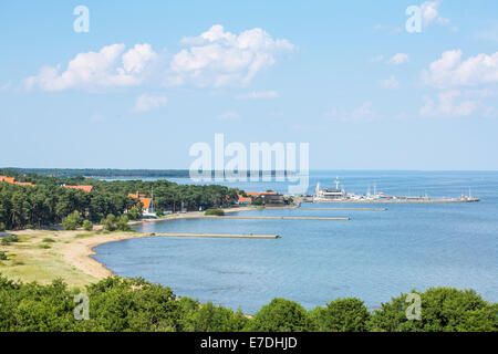 Nida-Hafen am Kurischen spucken, Litauen. Stockfoto