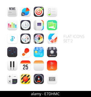 Flache Symbole Verlaufsart mit abgerundeten Ecken Stockfoto