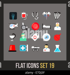 Flache Symbole einstellen 19 Stockfoto