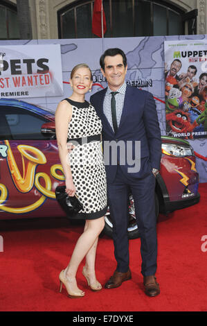 Film Premiere Muppets die meisten Wanted Featuring: Ty Burrell, Frau Holly Where: Los Angeles, California, Vereinigte Staaten von Amerika bei: 12. März 2014 Stockfoto