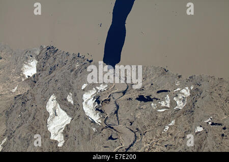 Luftaufnahme der Eindämmung Teich Verschmutzung an tar sands, Alberta, Kanada Stockfoto