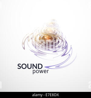 Radiale Schallwellen aus dynamischen, blau lila Ray mit gelben Schein Stockfoto