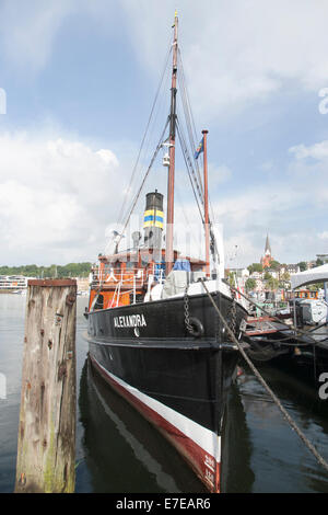 Blick auf Flensburg-Jürgensby mit Kirche st. Jürgen, Schleswig Holstein, Deutschland Stockfoto