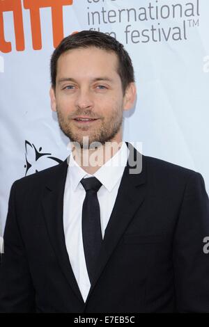 Toronto, ON, Canada. 14. Sep, 2014. Tobey Maguire im Ankunftsbereich für Toronto International Film Festival 2014, Toronto, ON 14. September 2014. Bildnachweis: Nicole Springer/Everett Collection/Alamy Live-Nachrichten Stockfoto