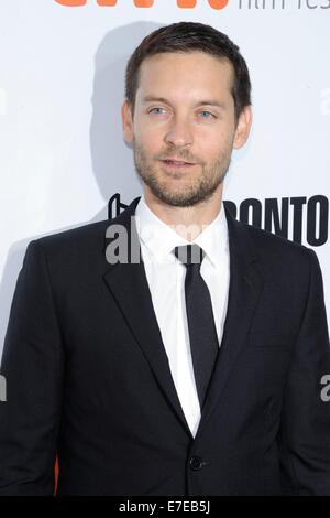 Toronto, ON, Canada. 14. Sep, 2014. Tobey Maguire im Ankunftsbereich für Toronto International Film Festival 2014, Toronto, ON 14. September 2014. Bildnachweis: Nicole Springer/Everett Collection/Alamy Live-Nachrichten Stockfoto