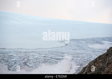Bergsteiger auf die schnell zurückweichenden Glacier D' Orny über dem Val Ferret in den Schweizer Alpen. Stockfoto