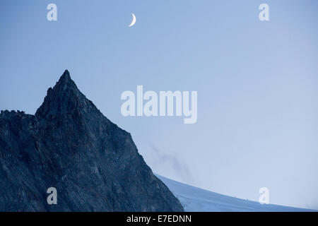 Bergsteiger auf die schnell zurückweichenden Glacier D' Orny über dem Val Ferret in den Schweizer Alpen. Stockfoto