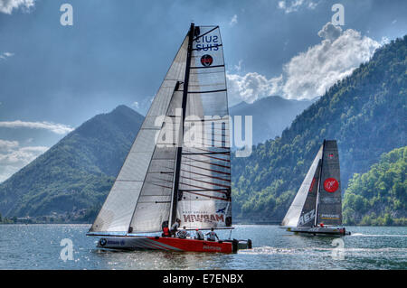 Die GC32 ist die one Design für zukünftige große Cup Racing Circuit, Austria Cup, See Traunsee, Gmunden, Österreich. Stockfoto