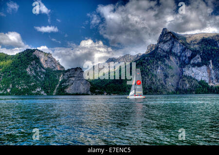 Die GC32 ist die one Design für zukünftige große Cup Racing Circuit, Austria Cup, See Traunsee, Gmunden, Österreich. Stockfoto