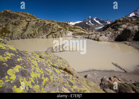 Lac Blanc auf der Aiguille Rouge über Chamonix, Frankreich. Stockfoto