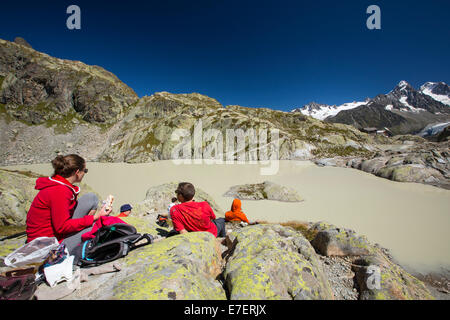 Lac Blanc auf der Aiguille Rouge über Chamonix, Frankreich. Stockfoto