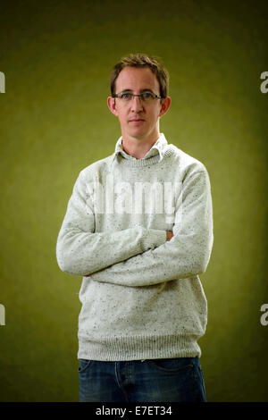 Preisgekrönte britische Schriftstellerin Nathan Filer erscheint das Edinburgh International Book Festival. Stockfoto